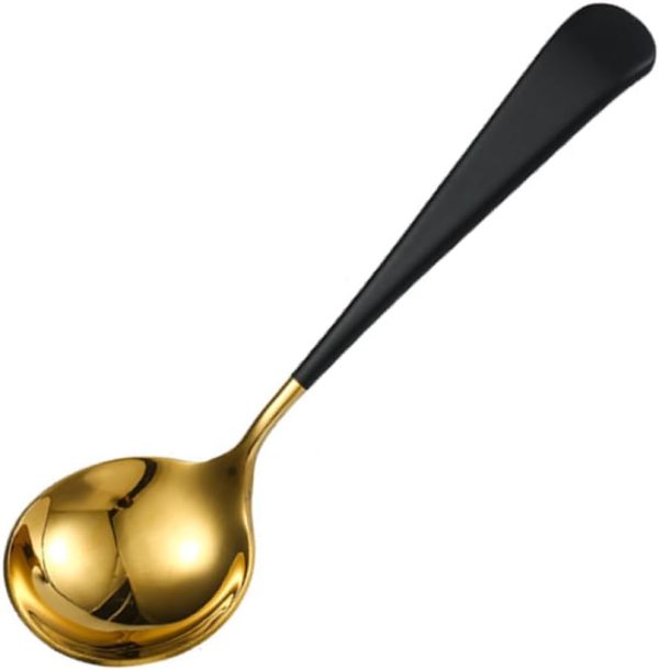 Long Handle Spoon Sink Strainer Corner Soup Bowls with Handles Ladle Dinner Spoons Funnels Measuring Spoons Coffee Tamper Spoons for Cooking Basket Round Soup Spoons Cuisine Black