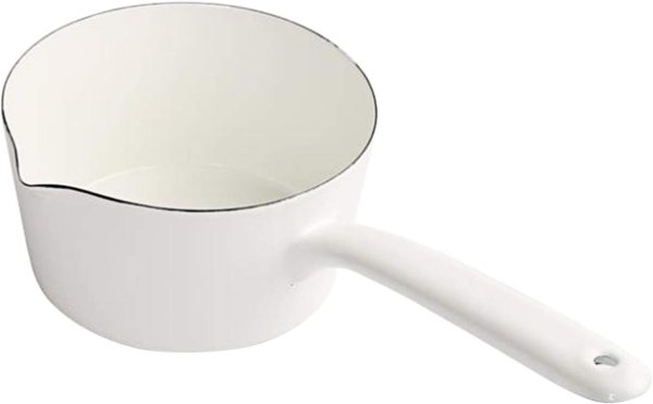 1.2L Enamel Milk Pan, Mini Butter Warmer, Enamelware Saucepan Pan with Pour Spout, Nonstick Enamel Milk Pot, Enamel Melting Pot for Induction Electric Gas Stoves