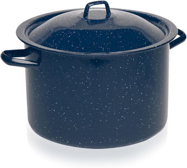 6-Quart Blue Speckled Enamel Stock Pot with Lid